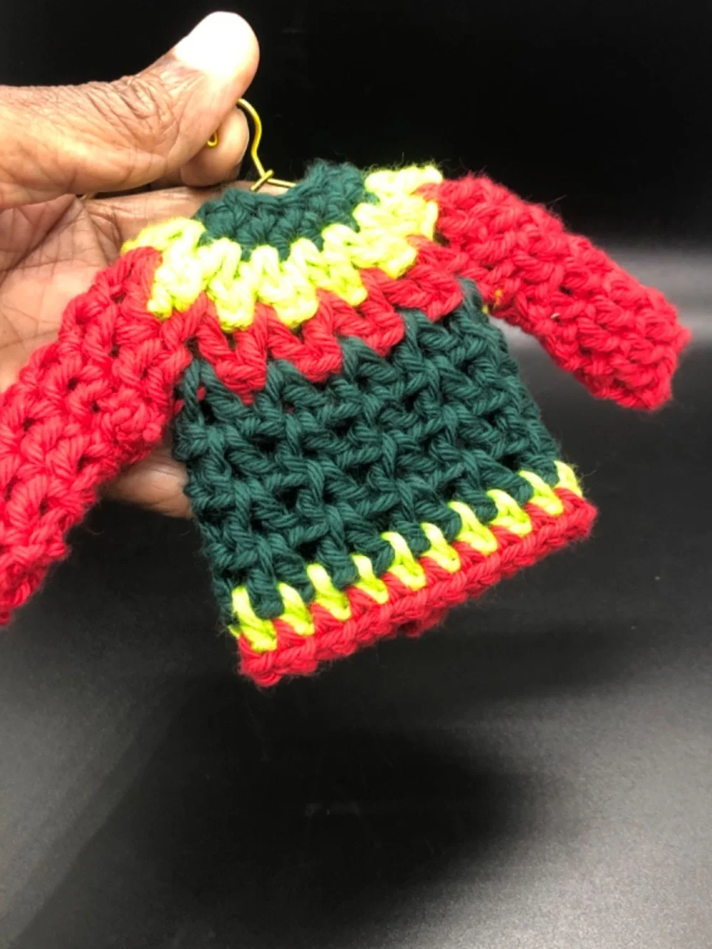Mini Crochet Sweater Ornament, Gift Tag, Bag Accessory